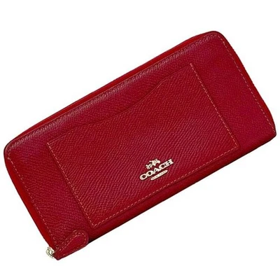 Cartera Larga Coach Cremallera Alrededor ec-24230 Roja F54007 Cartera de Cuero con Logo COACH Foto 1 de 4