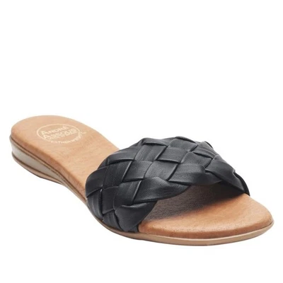 Andre Assous Nicki Sandalia Cuero Negro Correa Tejida Mujer Talla 7 Foto 1 de 4