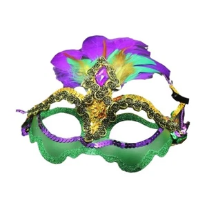 Feather Masquerade Mask Cosplay Accessories for Party Prom Mardi Gras - Picture 1 of 6