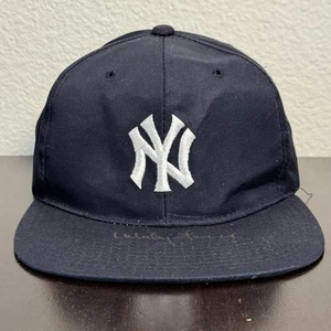 New York Yankees Hat Cap Snapback New Era Pro Model Plain Logo Navy Blue Vintage - Picture 1 of 10