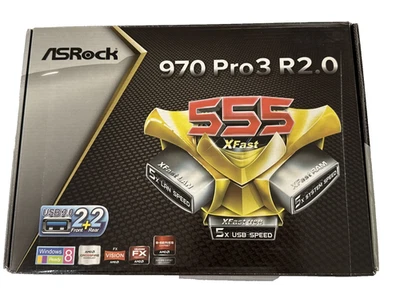 ASRock 970 Pro 3 R2.0 Motherboard Part 90-MXGNV0-A0UAYZ New - Image 1 of 4