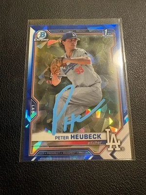 Peter Heubeck Signed 2021 Bowman Draft Sapphire Chrome 1st BCD-146 Ip Auto Gtp - Image 1 of 4