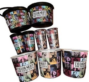 Lot 9x Taylor Swift Eras Tour Plastic Popcorn Bucket & Large 44oz Cup AMC 130oz - Picture 1 of 21
