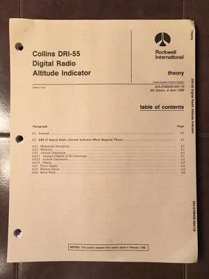 Indicador Rockwell Collins DRI-55 manual de servicio y piezas Foto 1 de 4