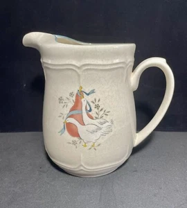 Vintage Pitcher With Ice Lip International Marmalade Goose Ribbon Pear Stoneware - Picture 1 of 5