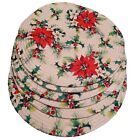Braided Placemat Centerpiece 14" Round Christmas Poinsettia Flowers Holly Ser 6
