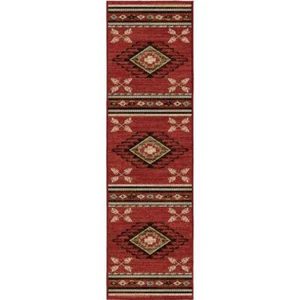 Southwest Native American Style Arrowhead Area Rug Runner Red Black Approx 2x8 - Picture 1 of 4