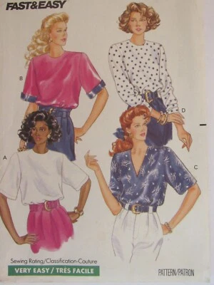 Lovely VTG 89 BUTTERICK 3712 Misses Blouse in 4 Looks PATTERN 12-14-16 - Image 1 of 3