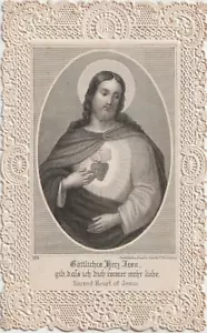 1891 viktorianische göttliche Jesus Canivet Papier Spitze religiöse Gebetskarte Serz & Co - Bild 1 von 3