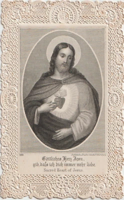 Tarjeta de oración religiosa de encaje de papel canivet divino Jesús victoriano de 1891 Serz & Co Foto 1 de 3