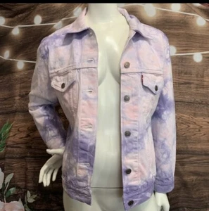 Levis Ex Boyfriend Truckerjacke rosa lila Größe Small Denim Jeans auf Knopfleiste - Bild 1 von 12
