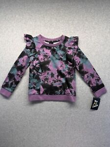 Art Class Girls Sweater Ruffled Front Long Sleeve Purple Tie-Dye Size 4T NWT
