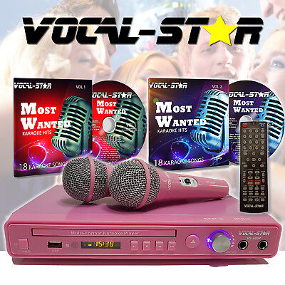 Vocal-Star Pink VS-400 DVD CDG MP3 HDMI Karaoke Machine 2 Microphones & Songs • 37.60£