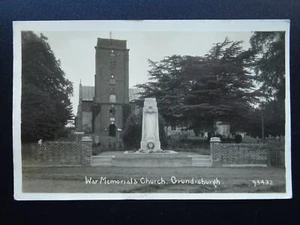 Suffolk GRUNDISBURGH War Memorial & St Mary's Church c1922 RP Postcard - Picture 1 of 2