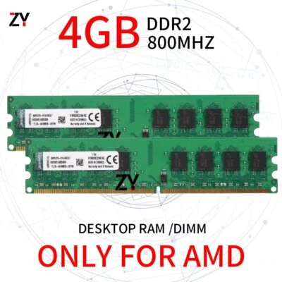 8GB 2x 4GB DDR2 PC2-6400U 800MHz AMD Desktop Memory RAM For Kingston ONLY AMD - Image 1 of 4