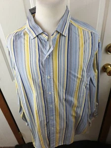 Ralph Lauren Polo Button Front Hemd Herren Gr. XXL Western Streifen Blau Pastell - Bild 1 von 6