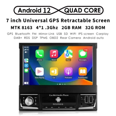 7" Android 10 Autoradio 1 DIN mit GPS Navi WiFi USB DAB+ BT Carplay SWC 2+32GB - Bild 1 von 4