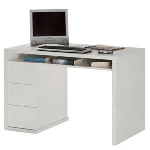 SCRIVANIA 110 X 60 UFFICIO STUDIO CAMERA COMPUTER MODERNO BROKER BIANCO LACCATO - Foto 1 di 2