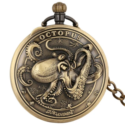 Reloj Bolsillo Retro Único con Relojes Musicales Colgante Cadena Pulpo Diseño Regalo Foto 1 de 4