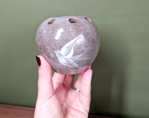 Fishley Holland Studio Pottery Bird Signed MCM Ovoid Posy Vases - Picture 1 of 9