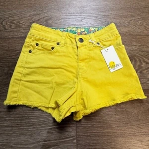 Mini Boden Girls SweetCorn Yellow Denim Shorts, NWT, Sz 9, Summer, Bright - Picture 1 of 11