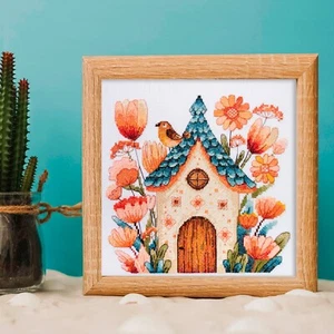 Cross Stitch Kit - Spring Bird, BirdHouse, Flowers Embroidery - Picture 1 of 10