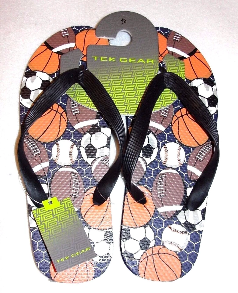 Boy's Tek Gear Sports Theme Flip Flops/Sandals - Size XL (7) - New - Image 1 of 1