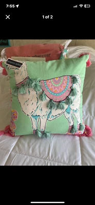 Simply Southern Llama Unicorn Tassels Decorative 18" Pillow - Image 1 of 2