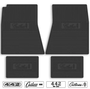 64-72 Cutlass and 442 Custom Rubber Floor Mats - Choose Color and Logo - Picture 1 of 23