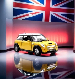 MINI COOPER S Classic Mellow Yellow 1/28 Scale Diecast Model Car Toy KINSMART - Picture 1 of 14