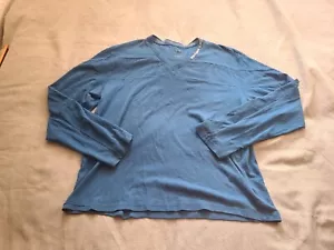 Armani Ecxhange Shirt Mens Blue 2XL XXL Logo White Top V-Neck Casual Preppy Tee - Picture 1 of 9