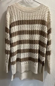 Anthropologie Pilcro Pullover Beige Camel Medium Grobstrick Zopfmuster - Bild 1 von 5