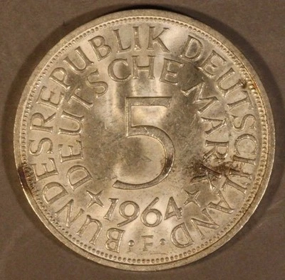 1964 F Germany Republic 5 Mark Silver BU         - Image 1 of 2