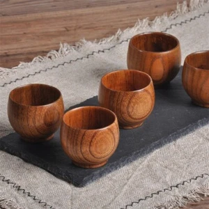 Natural Wooden Handmade Cups for Coffee Milk Water Juice - Eco Friendly Mugs - Picture 1 of 5