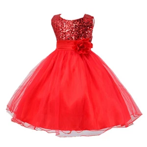 Bilo Lovely Sequin Little Girl Flower Dress, 5 Colors, 2T-8 - Picture 1 of 38