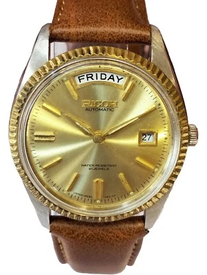 RELOJ AUTÉNTICO RICOH PRESIDENT AUTOMÁTICO R-31 JAPÓN PARA HOMBRE COMO NUEVO DÍA FECHA VINTAGE Foto 1 de 4