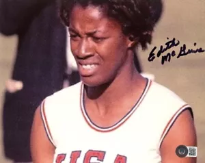 EDITH MCGUIRE SIGNED 8x10 PHOTO 1964 OLYMPIC GOLD TRACK & FIELD RARE BECKETT BAS - Picture 1 of 2