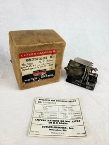 Vintage 1938 Cutler Hammer Motor Control 505 Original Box 9575H634B Relay Coil - Picture 1 of 12