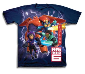 Disney Big Hero 6 Team Up Youth Navy Blue T-Shirt - Picture 1 of 1