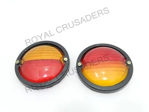 BRAKE TAIL LIGHT LENS PAIR PVC RED AMBER NEW REAR FITS MASSEY WILLY JEEP #G192 - Foto 1 di 3