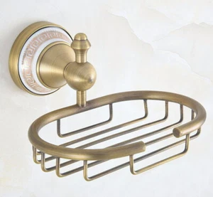 Antique Brass Wall Mounted Bathroom Accessories Wire Soap Storage Basket Gba577 - Picture 1 of 9