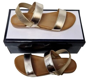 Zapatos planos de cuero NINE WEST Fern dorados elásticos con tiras precio de venta sugerido por el fabricante 79 GBP - Imagen 1 de 8