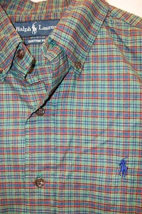 Camisa Polo Ralph Lauren Ajuste Personalizado Sarga Suave Verde Naranja Azul a Cuadros XXL 89 NUEVA CON ETIQUETAS - Imagen 1 de 6