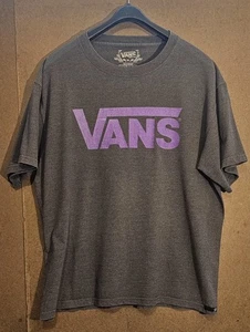 Vans T-Shirt Herren XL Heather Grau Lila Logo Skate Streetwear Tee - Bild 1 von 7