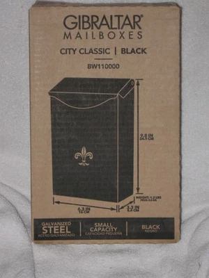 Gibraltar Mailbox City Classic Negro BW110000 Acero Galvanizado 9.8"x6.3"x3.3" Foto 1 de 4