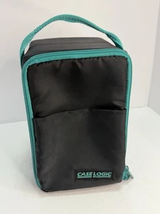 Case Logic 15 CD Carry Case Padded Travel Storage Holder Teal Black Jewel Cases - Picture 1 of 6