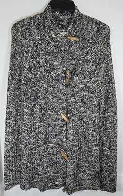 Cárdigan RuffHewn L para mujer azul oscuro jaspeado Lg madera botones de palanca grueso tejido Foto 1 de 4