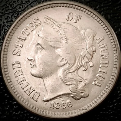 1866 Three Cent Nickel - AU - 3C - Image 1 of 2