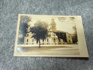 MANHATTAN, Kansas KS ~ CENTRAL HIGH SCHOOL Building 1908  RPPC Postcard - Picture 1 of 2