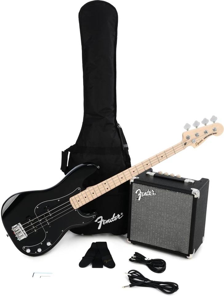 Squier Affinity Series Precision Bass PJ Pack Negro con Diapasón de Arce Foto 1 de 1